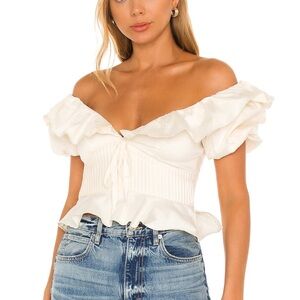 For Love And Lemons Cream Off-Shoulder Top